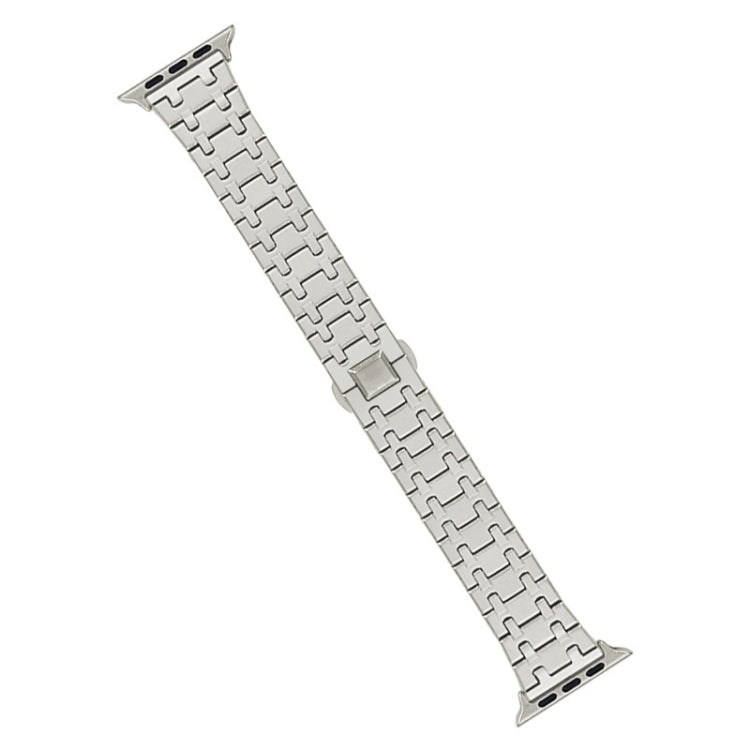 For Apple Watch Series 8 41mm Double T Stainless Steel Watch Band(Starlight) - Watch Bands by PMC Jewellery | Online Shopping South Africa | PMC Jewellery