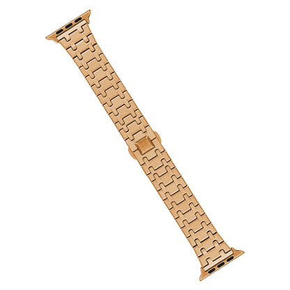 For Apple Watch Series 8 45mm Double T Stainless Steel Watch Band(Rose Gold) - Watch Bands by PMC Jewellery | Online Shopping South Africa | PMC Jewellery