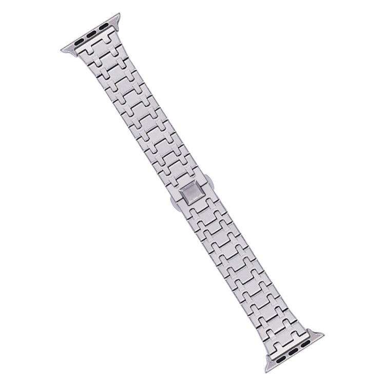 For Apple Watch Series 7 45mm Double T Stainless Steel Watch Band(Silver) - Watch Bands by PMC Jewellery | Online Shopping South Africa | PMC Jewellery