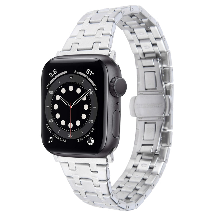 For Apple Watch Series 6 40mm Double T Stainless Steel Watch Band(Silver) - Watch Bands by PMC Jewellery | Online Shopping South Africa | PMC Jewellery