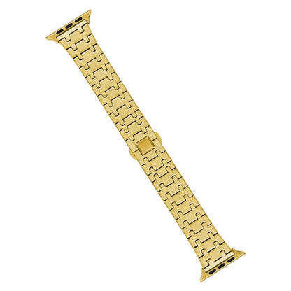 For Apple Watch Series 2 38mm Double T Stainless Steel Watch Band(Gold) - Watch Bands by PMC Jewellery | Online Shopping South Africa | PMC Jewellery