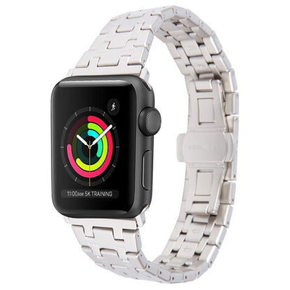 For Apple Watch Series 2 38mm Double T Stainless Steel Watch Band(Starlight) - Watch Bands by PMC Jewellery | Online Shopping South Africa | PMC Jewellery