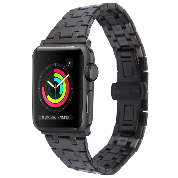 For Apple Watch 38mm Double T Stainless Steel Watch Band(Black) - Watch Bands by PMC Jewellery | Online Shopping South Africa | PMC Jewellery