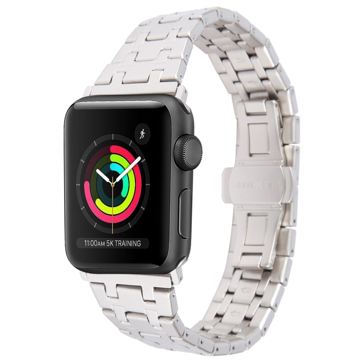 For Apple Watch 38mm Double T Stainless Steel Watch Band(Starlight) - Watch Bands by PMC Jewellery | Online Shopping South Africa | PMC Jewellery