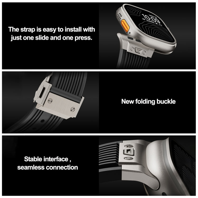 For Apple Watch 42mm Vertical Texture Titanium Buckle Elastic Silicone Watch Band(Starlight) - free shipping - PMC TechLife - Order now!