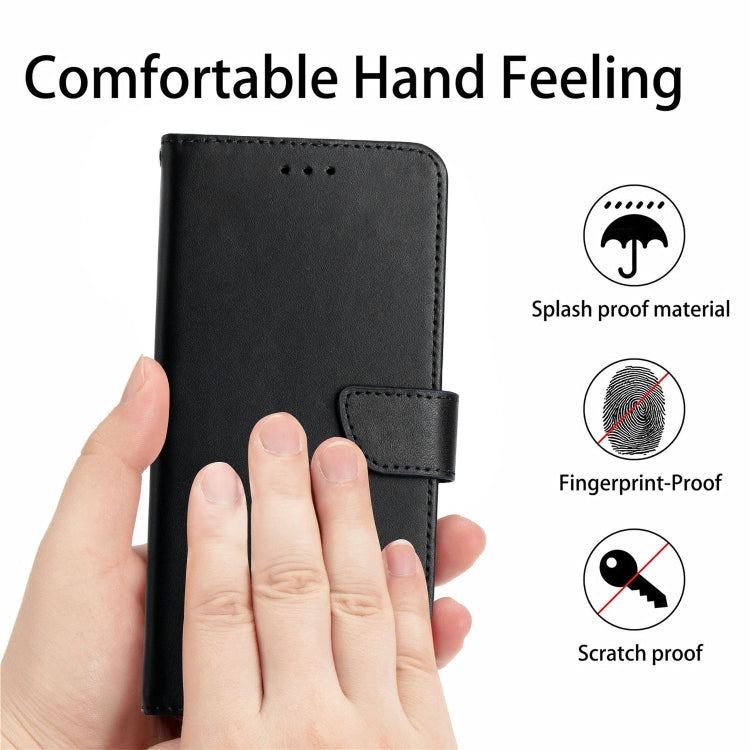 For TCL 502 Genuine Leather Fingerprint-proof Flip Phone Case(Black) - TCL by PMC TechLife | Online Shopping South Africa | PMC TechLife | Buy Now Pay Later Mobicred
