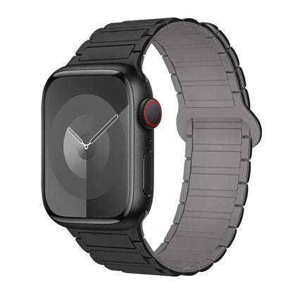 For Apple Watch SE 2023 44mm I-Shaped Magnetic Silicone Watch Band(Black Gray) - Watch Bands by PMC Jewellery | Online Shopping South Africa | PMC Jewellery