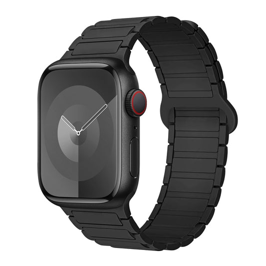 For Apple Watch Series 9 45mm I-Shaped Magnetic Silicone Watch Band(Black) - Watch Bands by PMC Jewellery | Online Shopping South Africa | PMC Jewellery