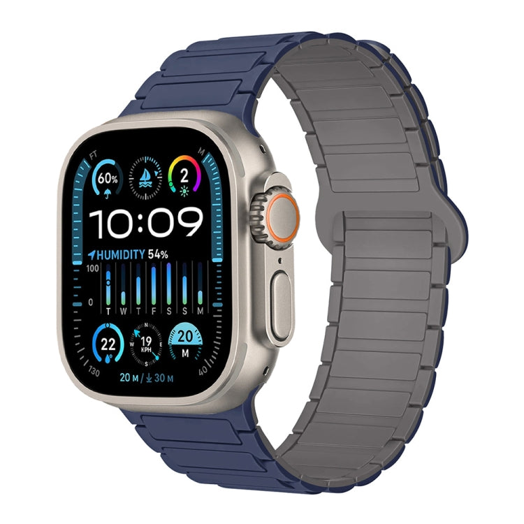 For Apple Watch Ultra 49mm I-Shaped Magnetic Silicone Watch Band(Indigo Gray) - Watch Bands by PMC Jewellery | Online Shopping South Africa | PMC Jewellery