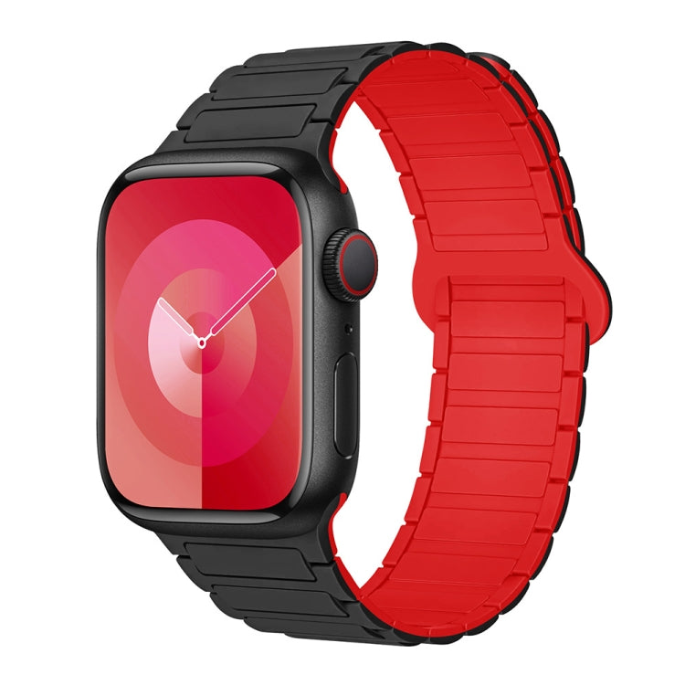 For Apple Watch SE 44mm I-Shaped Magnetic Silicone Watch Band(Black Red) - Watch Bands by PMC TechLife | Online Shopping South Africa | PMC TechLife