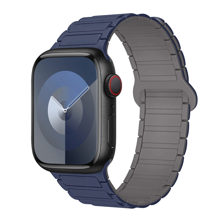 For Apple Watch Series 6 44mm I-Shaped Magnetic Silicone Watch Band(Indigo Gray) - Watch Bands by PMC Jewellery | Online Shopping South Africa | PMC Jewellery