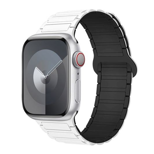 For Apple Watch Series 5 44mm I-Shaped Magnetic Silicone Watch Band(White Black) - Watch Bands by PMC Jewellery | Online Shopping South Africa | PMC Jewellery