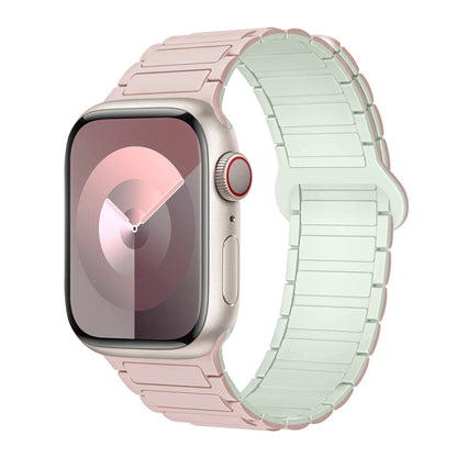 For Apple Watch Series 4 44mm I-Shaped Magnetic Silicone Watch Band(Pink Mint) - Watch Bands by PMC Jewellery | Online Shopping South Africa | PMC Jewellery