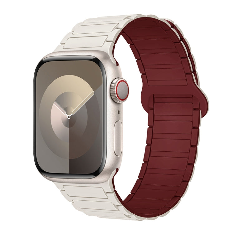 For Apple Watch Series 3 38mm I-Shaped Magnetic Silicone Watch Band(Starlight Wine Red) - Watch Bands by PMC Jewellery | Online Shopping South Africa | PMC Jewellery