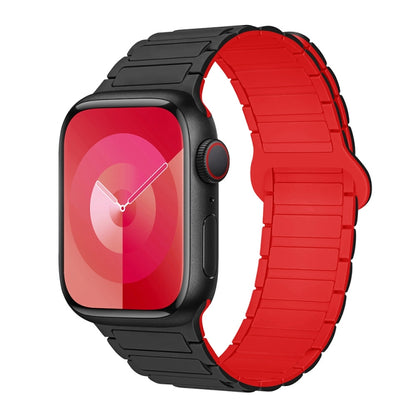 For Apple Watch Series 3 42mm I-Shaped Magnetic Silicone Watch Band(Black Red) - Watch Bands by PMC Jewellery | Online Shopping South Africa | PMC Jewellery