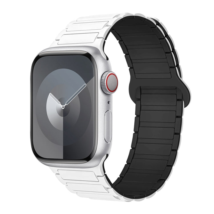 For Apple Watch Series 3 42mm I-Shaped Magnetic Silicone Watch Band(White Black) - Watch Bands by PMC Jewellery | Online Shopping South Africa | PMC Jewellery