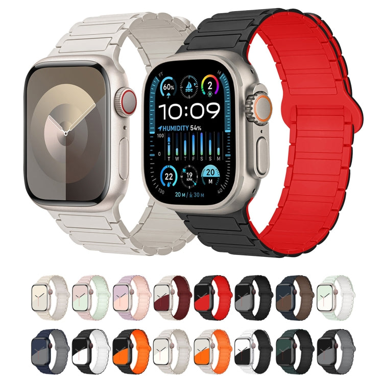 For Apple Watch 38mm I-Shaped Magnetic Silicone Watch Band(Black Red) - Watch Bands by PMC TechLife | Online Shopping South Africa | PMC TechLife
