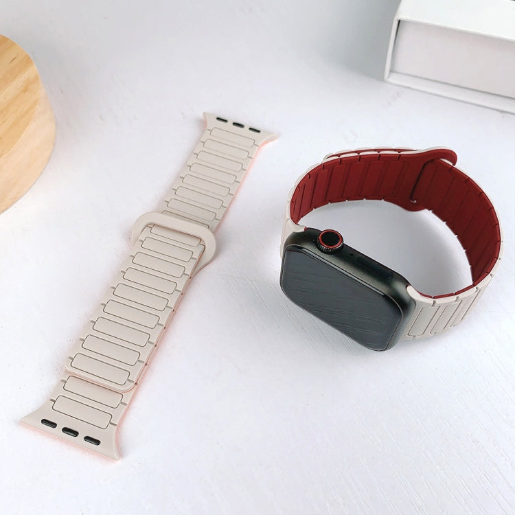 For Apple Watch Series 4 40mm I-Shaped Magnetic Silicone Watch Band(Starlight Wine Red) - Watch Bands by PMC Jewellery | Online Shopping South Africa | PMC Jewellery