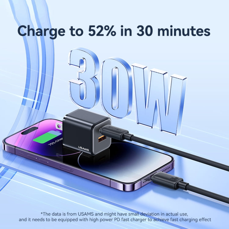 USAMS US-SJ697 USB-C / Type-C to 8 Pin 30W Striped Fast Charge Data Cable, Length:2m(Blue) - free shipping - PMC Jewellery - Order now!