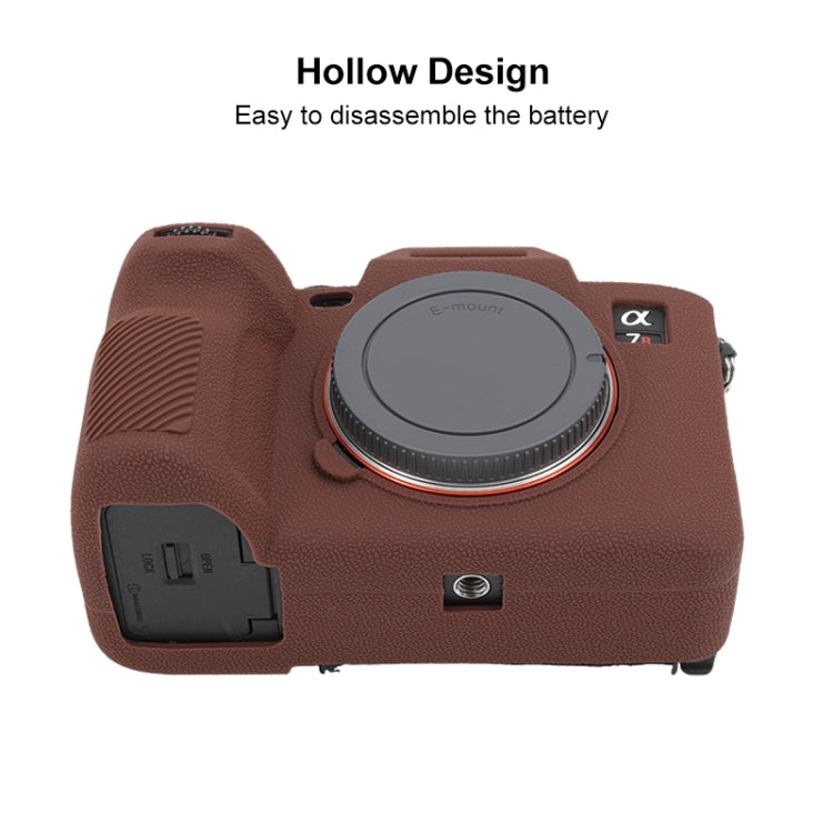 For Sony ILCE7RM5 / A7R5 Litchi Texture Soft Silicone Protective Case(Coffee) - Protective Case by PMC TechLife | Online Shopping South Africa | PMC TechLife | Buy Now Pay Later Mobicred