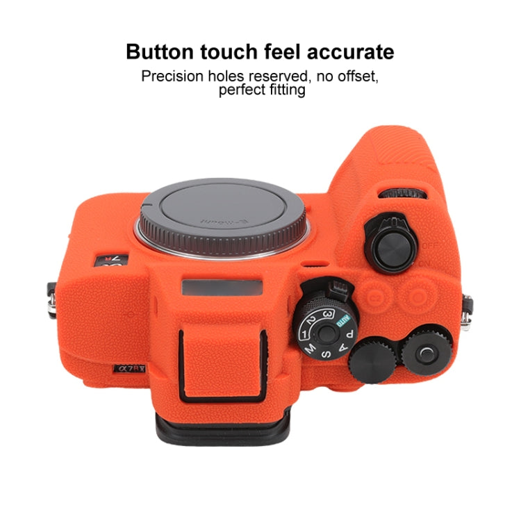 For Sony ILCE7RM5 / A7R5 Litchi Texture Soft Silicone Protective Case(Orange) - Protective Case by PMC TechLife | Online Shopping South Africa | PMC TechLife | Buy Now Pay Later Mobicred