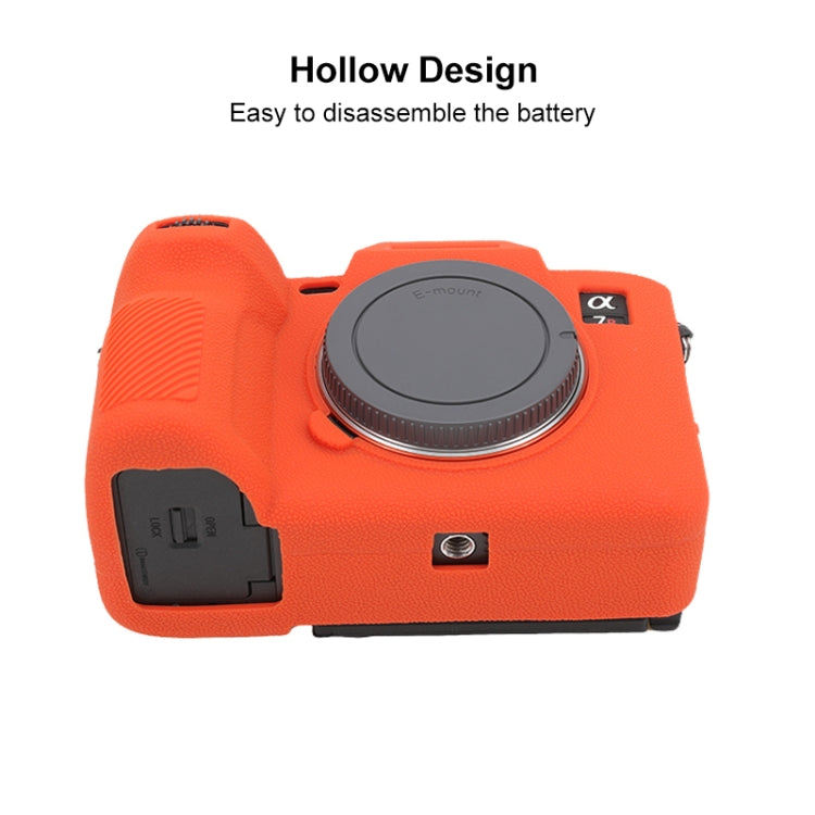 For Sony ILCE7RM5 / A7R5 Litchi Texture Soft Silicone Protective Case(Orange) - Protective Case by PMC TechLife | Online Shopping South Africa | PMC TechLife | Buy Now Pay Later Mobicred