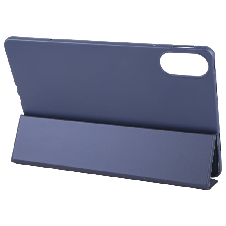 For Huawei MatePad SE 11 2024 Tri-fold Silicone Leather Tablet Case(Dark Blue) - Huawei by PMC Jewellery | Online Shopping South Africa | PMC Jewellery | Buy Now Pay Later Mobicred