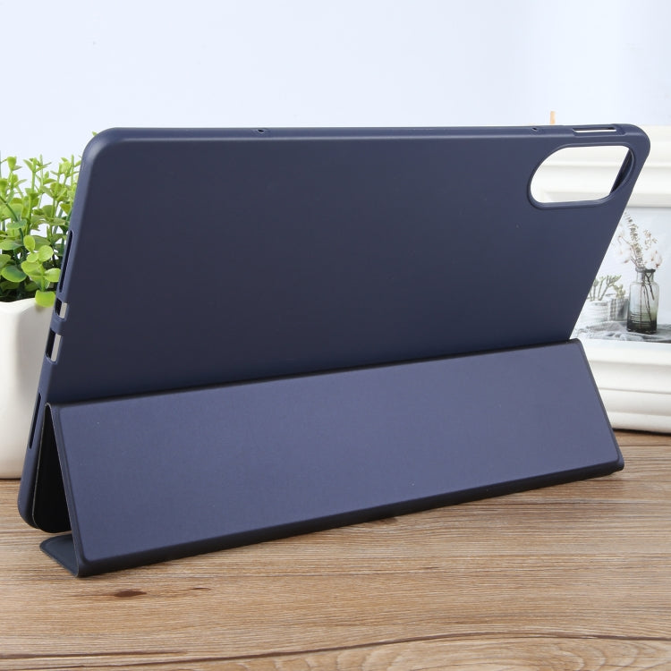 For Huawei MatePad SE 11 2024 Tri-fold Silicone Leather Tablet Case(Dark Blue) - Huawei by PMC Jewellery | Online Shopping South Africa | PMC Jewellery | Buy Now Pay Later Mobicred