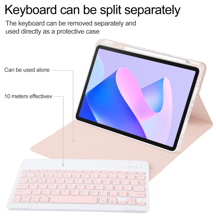 For Huawei MatePad 11 2023 / 2021 Square Button Backlight Bluetooth Keyboard Rotatable Holder Leather Case(Rose Gold) - Huawei Keyboard by PMC TechLife | Online Shopping South Africa | PMC TechLife