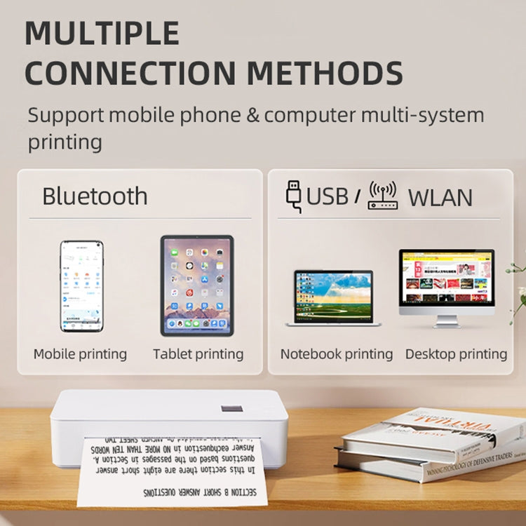 A4 mini Portable Bluetooth HD Thermal Printer for Home Office Study(UK Plug) - Printer by PMC TechLife | Online Shopping South Africa | PMC TechLife | Buy Now Pay Later Mobicred