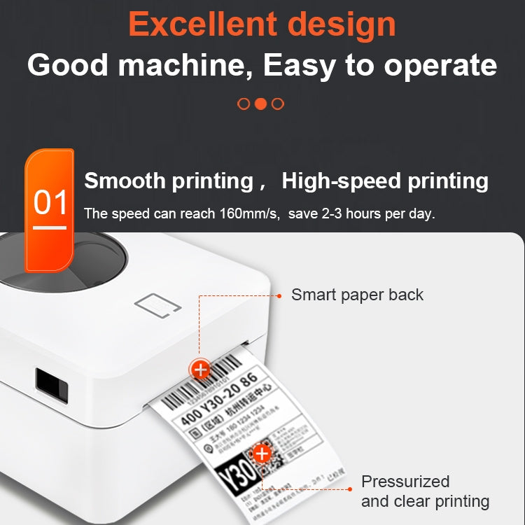 ZJ-9250 100x150mm USB Bluetooth Thermal Label Printer, Plug:US Plug(White) - Printer by PMC TechLife | Online Shopping South Africa | PMC TechLife | Buy Now Pay Later Mobicred