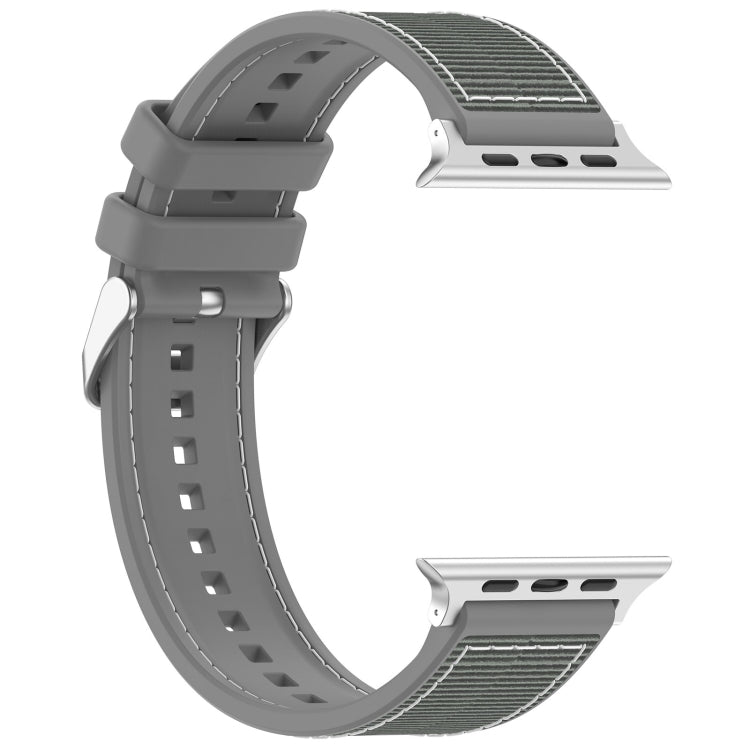 For Apple Watch SE 2023 44mm Ordinary Buckle Hybrid Nylon Braid Silicone Watch Band(Grey) - Watch Bands by PMC Jewellery | Online Shopping South Africa | PMC Jewellery