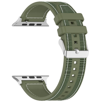 For Apple Watch SE 2023 44mm Ordinary Buckle Hybrid Nylon Braid Silicone Watch Band(Green) - Watch Bands by PMC Jewellery | Online Shopping South Africa | PMC Jewellery