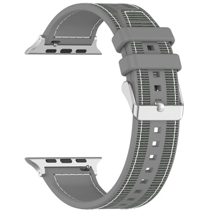 For Apple Watch SE 2023 40mm Ordinary Buckle Hybrid Nylon Braid Silicone Watch Band(Grey) - Watch Bands by PMC Jewellery | Online Shopping South Africa | PMC Jewellery