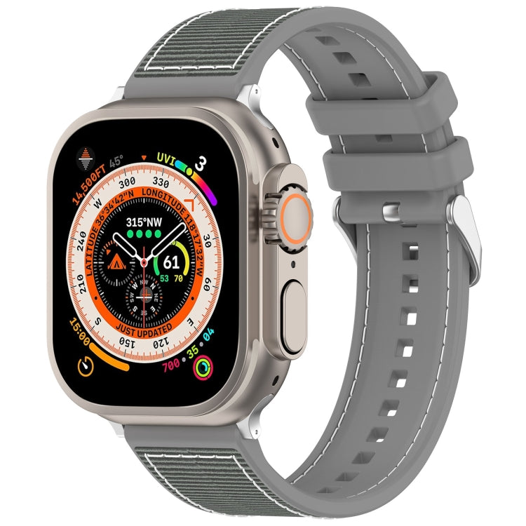 For Apple Watch Series 9 41mm Ordinary Buckle Hybrid Nylon Braid Silicone Watch Band(Grey) - Watch Bands by PMC Jewellery | Online Shopping South Africa | PMC Jewellery