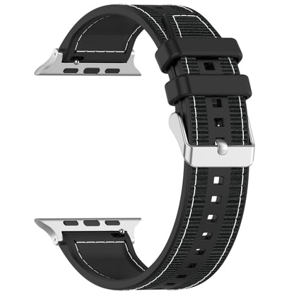 For Apple Watch Ultra 49mm Ordinary Buckle Hybrid Nylon Braid Silicone Watch Band(Black) - Watch Bands by PMC Jewellery | Online Shopping South Africa | PMC Jewellery