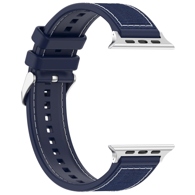 For Apple Watch SE 2022 40mm Ordinary Buckle Hybrid Nylon Braid Silicone Watch Band(Midnight Blue) - Watch Bands by PMC Jewellery | Online Shopping South Africa | PMC Jewellery