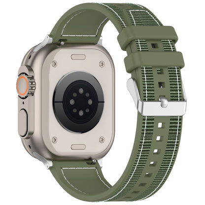 For Apple Watch SE 2022 40mm Ordinary Buckle Hybrid Nylon Braid Silicone Watch Band(Green) - Watch Bands by PMC Jewellery | Online Shopping South Africa | PMC Jewellery