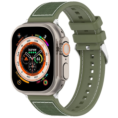 For Apple Watch Series 3 38mm Ordinary Buckle Hybrid Nylon Braid Silicone Watch Band(Green) - Watch Bands by PMC Jewellery | Online Shopping South Africa | PMC Jewellery