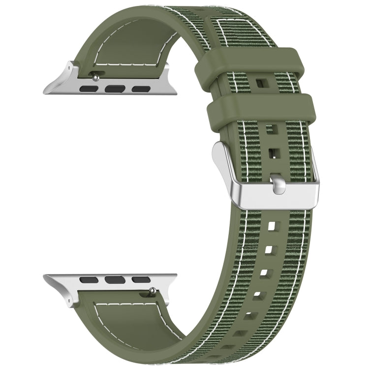 For Apple Watch Series 3 42mm Ordinary Buckle Hybrid Nylon Braid Silicone Watch Band(Green) - Watch Bands by PMC Jewellery | Online Shopping South Africa | PMC Jewellery