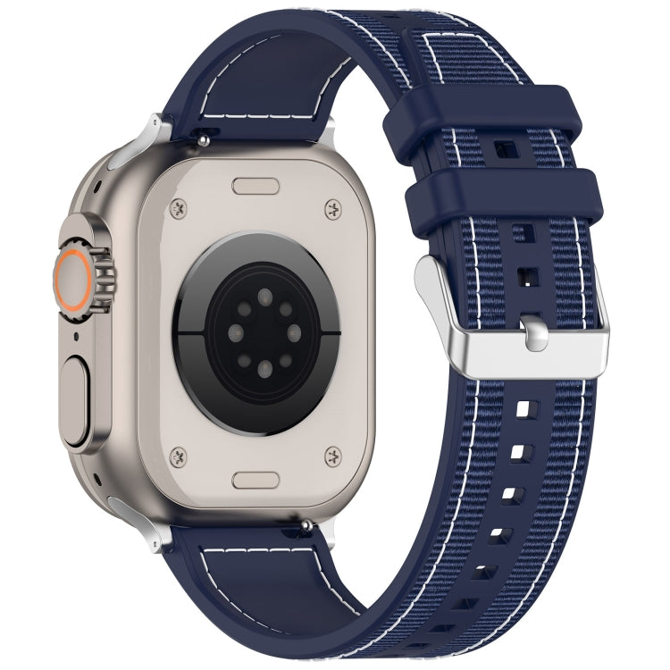 For Apple Watch 42mm Ordinary Buckle Hybrid Nylon Braid Silicone Watch Band(Midnight Blue) - Watch Bands by PMC Jewellery | Online Shopping South Africa | PMC Jewellery