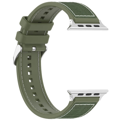 For Apple Watch 38mm Ordinary Buckle Hybrid Nylon Braid Silicone Watch Band(Green) - Watch Bands by PMC Jewellery | Online Shopping South Africa | PMC Jewellery