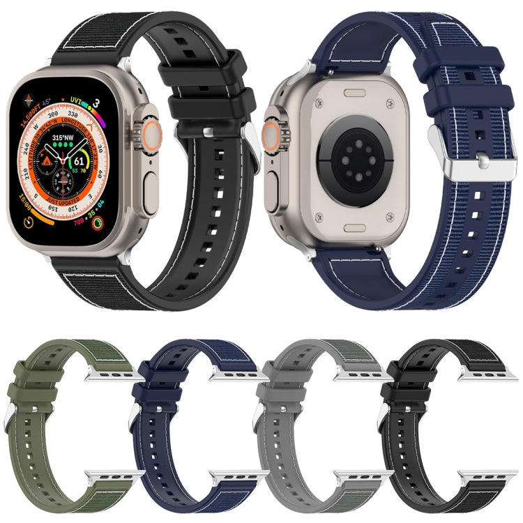 For Apple Watch 38mm Ordinary Buckle Hybrid Nylon Braid Silicone Watch Band(Black) - Watch Bands by PMC TechLife | Online Shopping South Africa | PMC TechLife