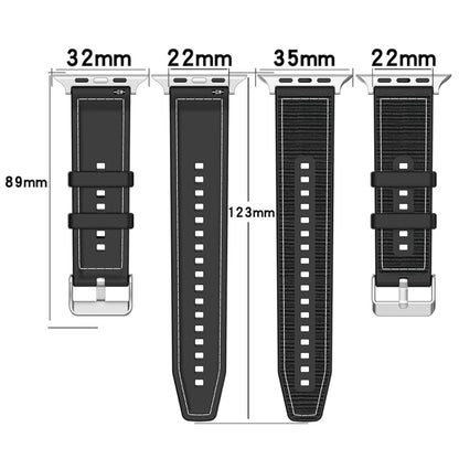 For Apple Watch SE 2023 40mm Ordinary Buckle Hybrid Nylon Braid Silicone Watch Band(Black) - Watch Bands by PMC Jewellery | Online Shopping South Africa | PMC Jewellery