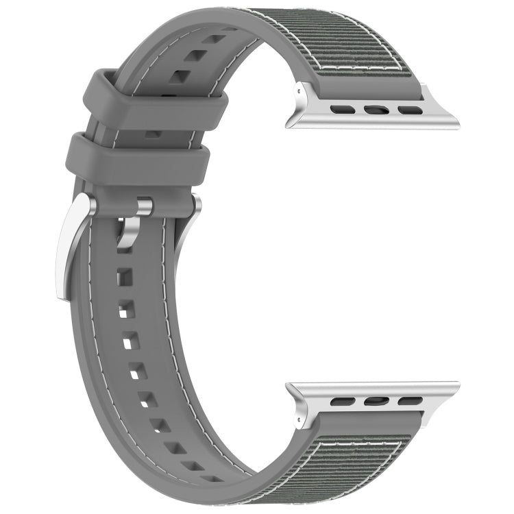 For Apple Watch SE 2023 44mm Official Buckle Hybrid Nylon Braid Silicone Watch Band(Grey) - Watch Bands by PMC Jewellery | Online Shopping South Africa | PMC Jewellery