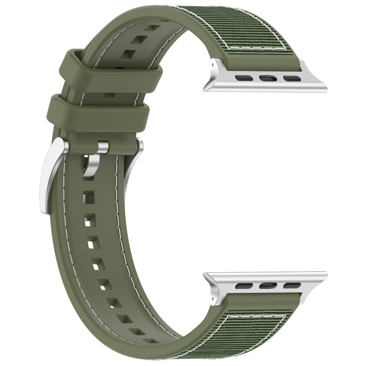 For Apple Watch SE 2022 40mm Official Buckle Hybrid Nylon Braid Silicone Watch Band(Green) - Watch Bands by PMC Jewellery | Online Shopping South Africa | PMC Jewellery