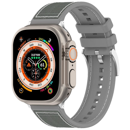 For Apple Watch SE 40mm Official Buckle Hybrid Nylon Braid Silicone Watch Band(Grey) - Watch Bands by PMC Jewellery | Online Shopping South Africa | PMC Jewellery