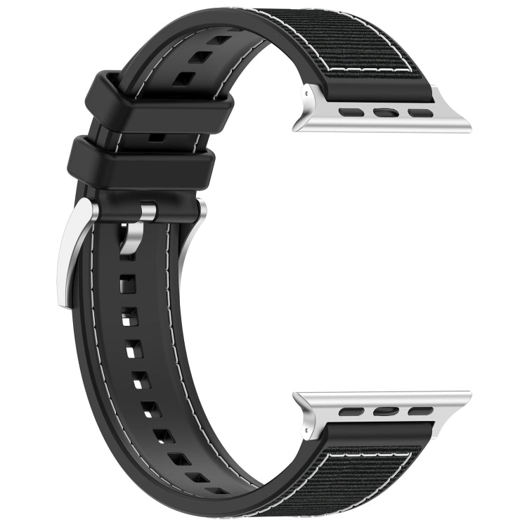 For Apple Watch Series 5 44mm Official Buckle Hybrid Nylon Braid Silicone Watch Band(Black) - Watch Bands by PMC Jewellery | Online Shopping South Africa | PMC Jewellery