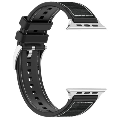 For Apple Watch Series 5 40mm Official Buckle Hybrid Nylon Braid Silicone Watch Band(Black) - Watch Bands by PMC Jewellery | Online Shopping South Africa | PMC Jewellery