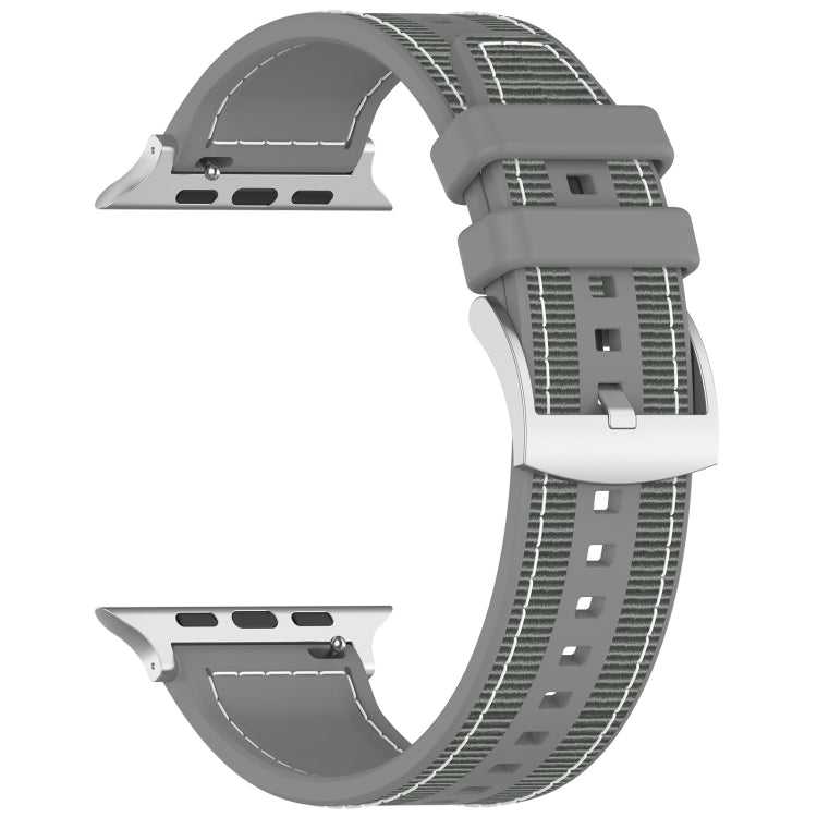 For Apple Watch Series 5 40mm Official Buckle Hybrid Nylon Braid Silicone Watch Band(Grey) - Watch Bands by PMC Jewellery | Online Shopping South Africa | PMC Jewellery